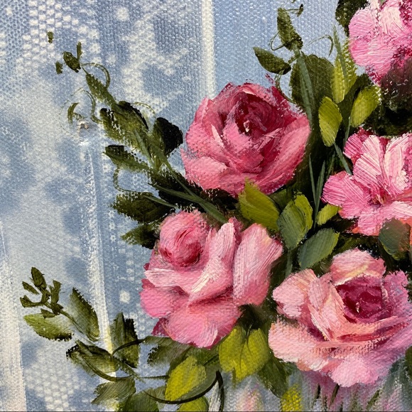 SIGNED Floral Canvas Painting P. Nuttall - Picture 9 of 10